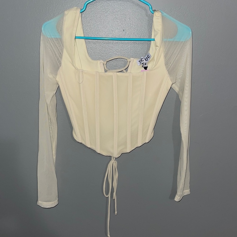 Creme Corset Tie Top